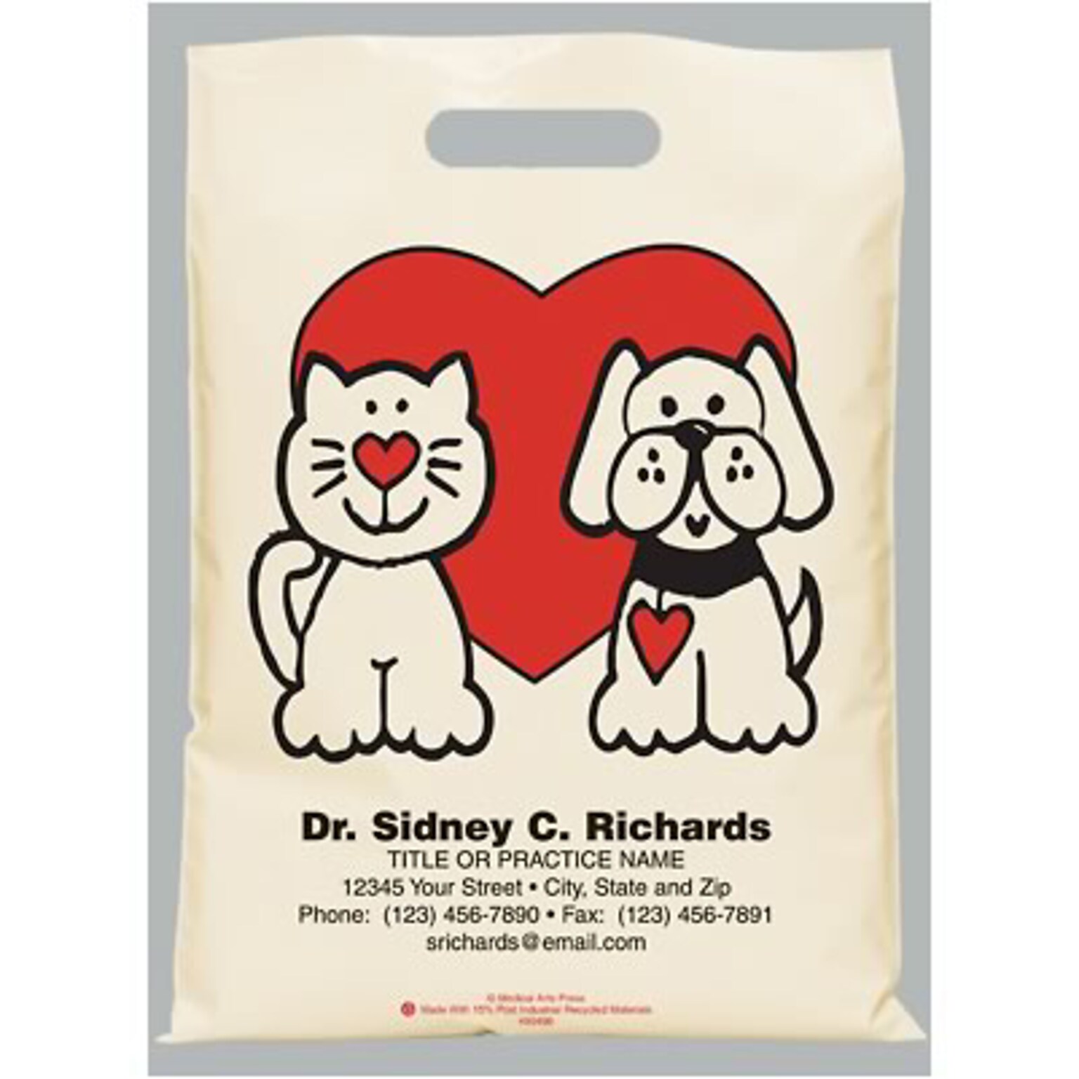 Medical Arts Press® Veterinary Personalized Recycled Supply Bags; 9 x 13, Heart Pets