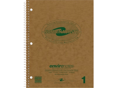 Roaring Spring Paper Products Environotes 1-Subject Notebooks, 8.5 x 11, College Ruled, 70 Sheets,