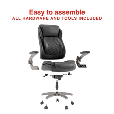 Staples Randolph Ergonomic Bonded Leather Executive Big & Tall Chair, 400 lb. Capacity, Black (ST62818)