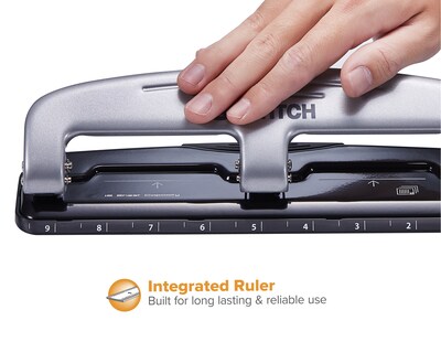Bostitch EZ Squeeze 3-Hole Punch, 12 Sheet Capacity, Silver/Black (ACI2101)
