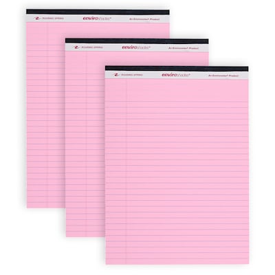 Roaring Spring Paper Products Enviroshades Notepad, 8.5 x 11.75, Wide Ruled, Pink, 50 Sheets/Pad, 3 Pads/Pack (74153)