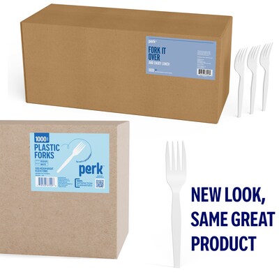 Perk™ Polystyrene Fork, Medium-Weight, White, 1000/Pack (PK56397)