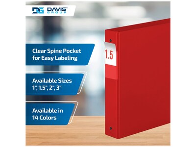 Davis Group Premium Economy 1 1/2" 3-Ring Non-View Binders, Red, 6/Pack (2312-03-06)