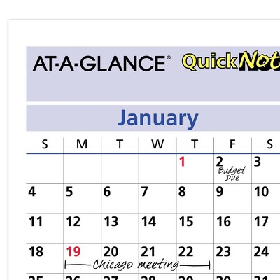 2026 AT-A-GLANCE QuickNotes 16" x 12" Yearly Dry Erase Wall Calendar, Reversible (PM550B-28-26)
