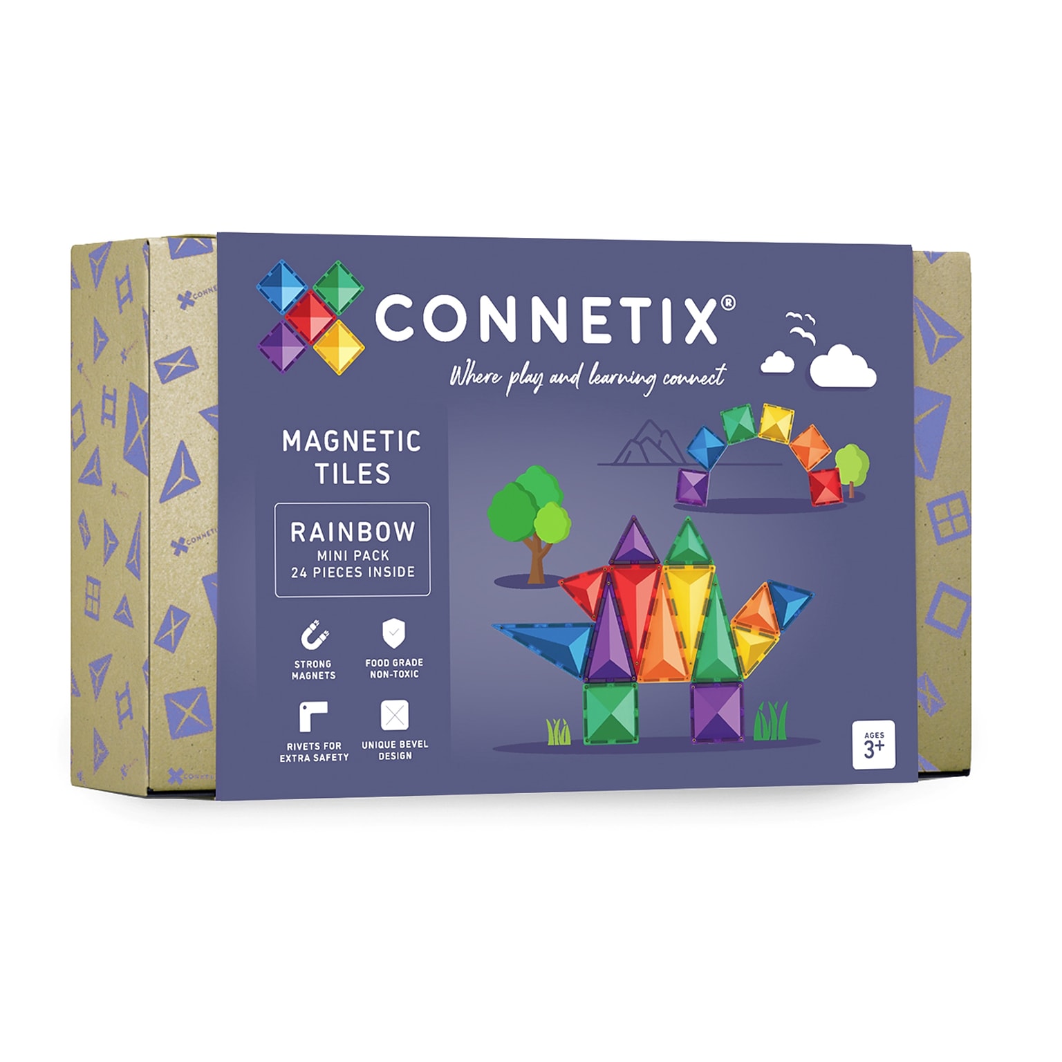 Connetix Magnetic Tiles Rainbow Mini Pack, 24 Pieces (CNTR00024MI)