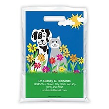 Medical Arts Press® Veterinary Personalized Full-Color Bags; 9x13, Cat and Dog Meadow, 100 Bags, (4
