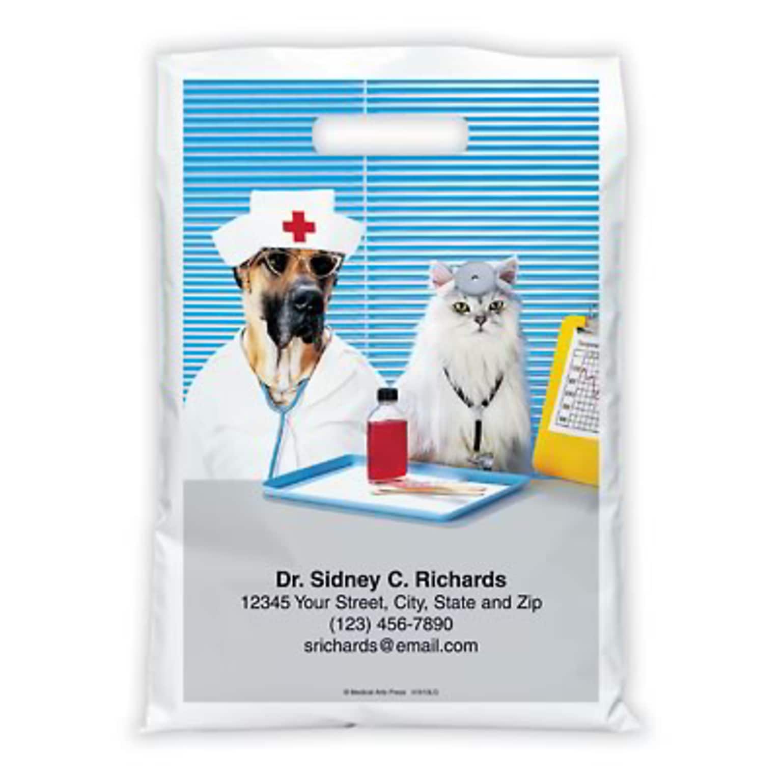Medical Arts Press® Veterinary Personalized Full-Color Bags; 9x13, Dr. Cat Nurse Dog, 100 Bags, (41610)