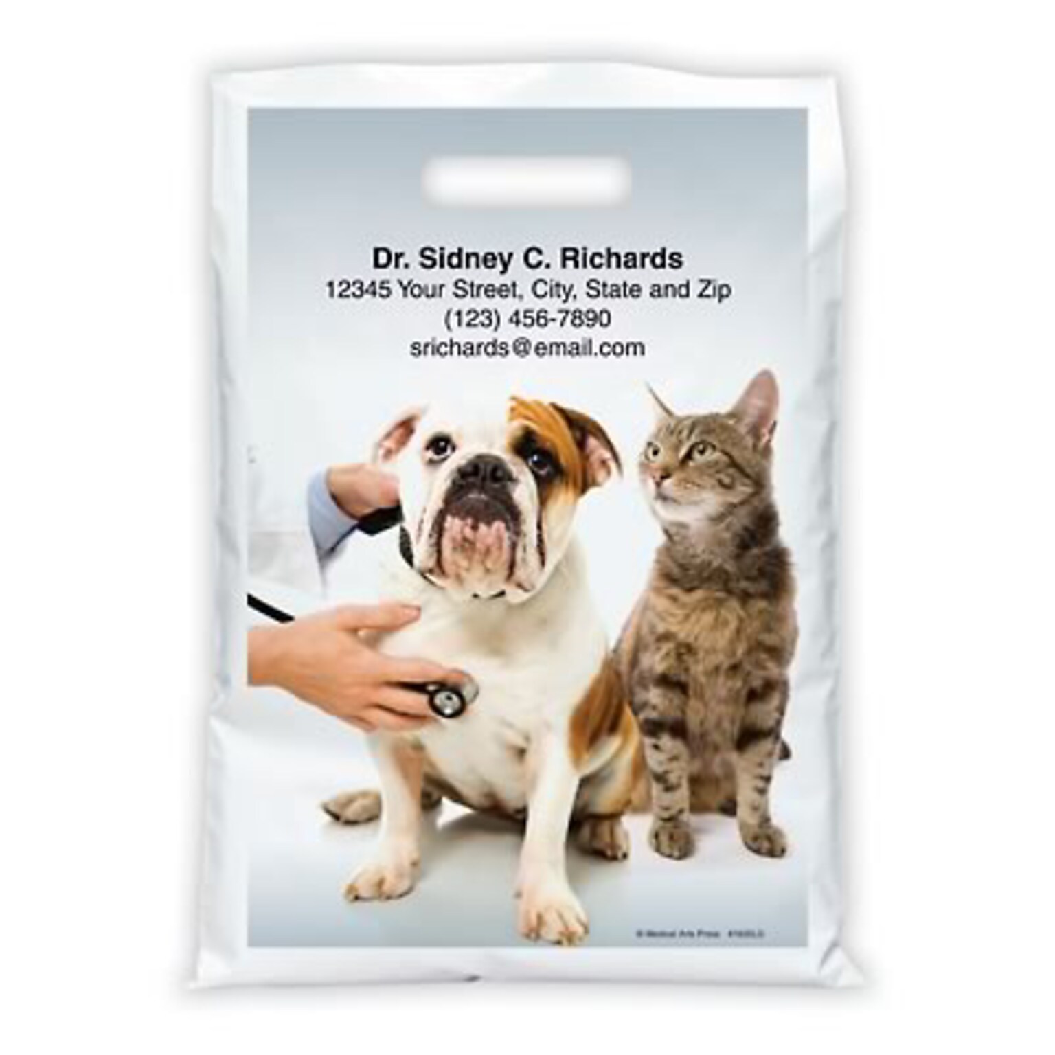 Medical Arts Press® Veterinary Personalized Full-Color Bags; 9x13, Dog and Cat Stethoscope, 100 Bags, (41635)