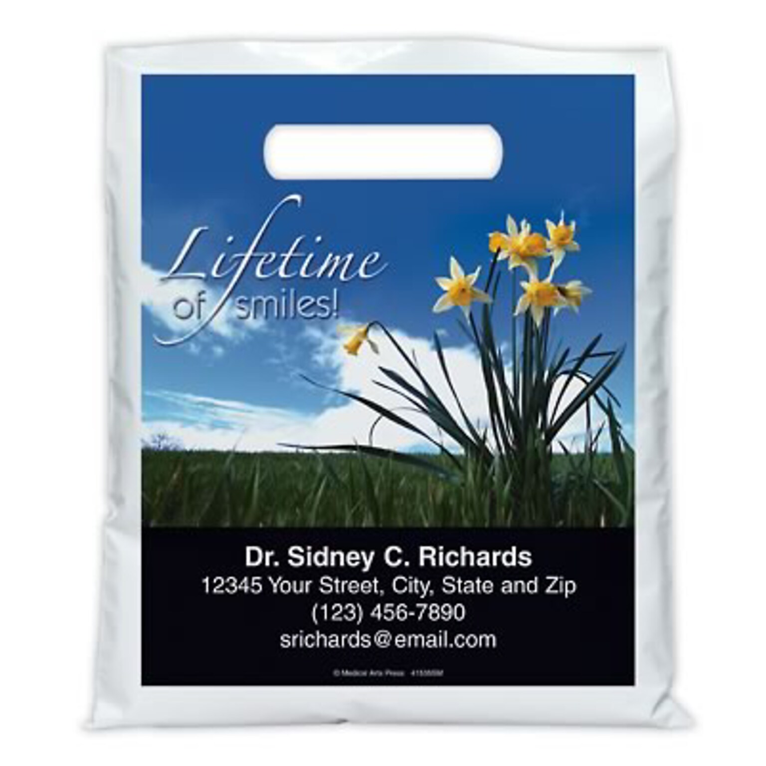 Medical Arts Press® Dental Personalized Full-Color Bags; 7-1/2x9, Flower, 100 Bags, (41535)