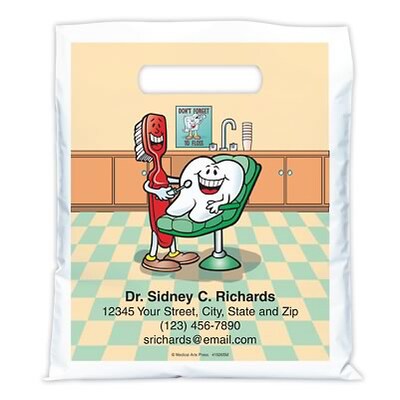 Medical Arts Press® Dental Personalized Full Color Bags; 7-1/2x9, Friendly, 100 Bags, (41526)