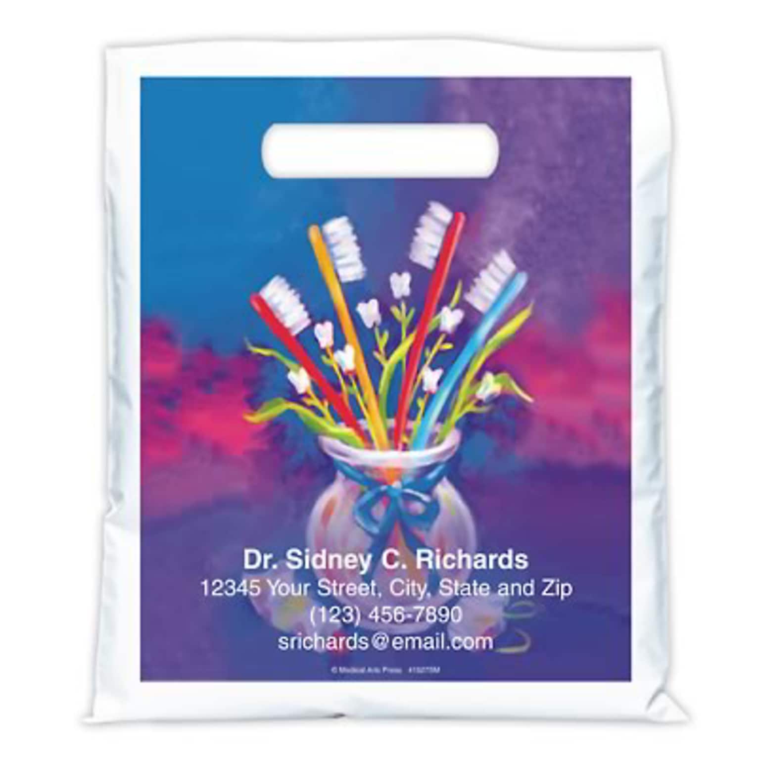 Medical Arts Press® Dental Personalized Full-Color Bags; 7-1/2x9, Toothbrush Vase, 100 Bags, (41527)