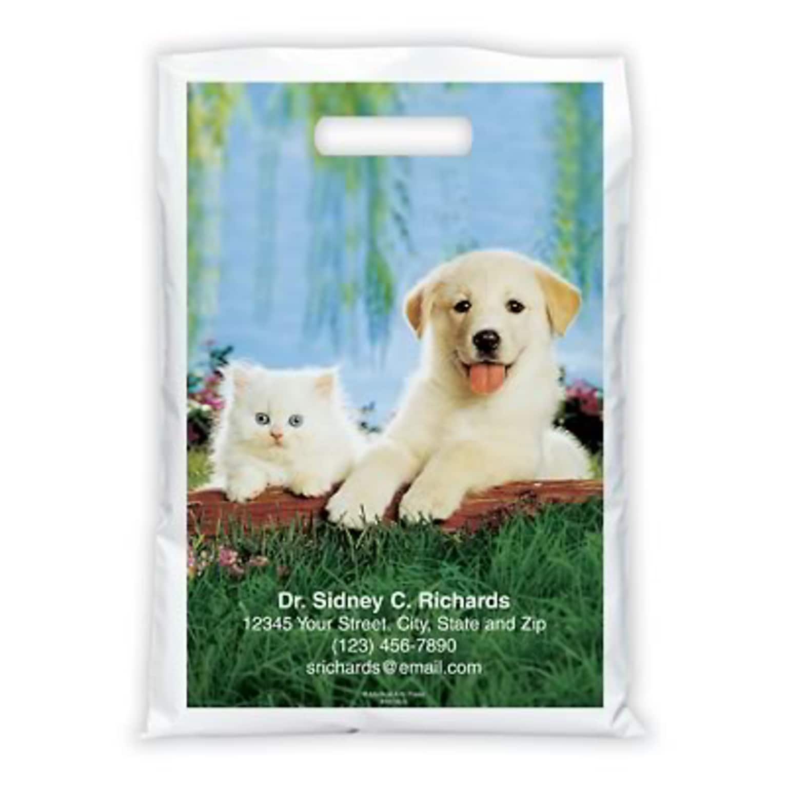 Medical Arts Press® Veterinary Personalized Full-Color Bags; 9x13, Dog Cat Fence, 100 Bags, (41619)