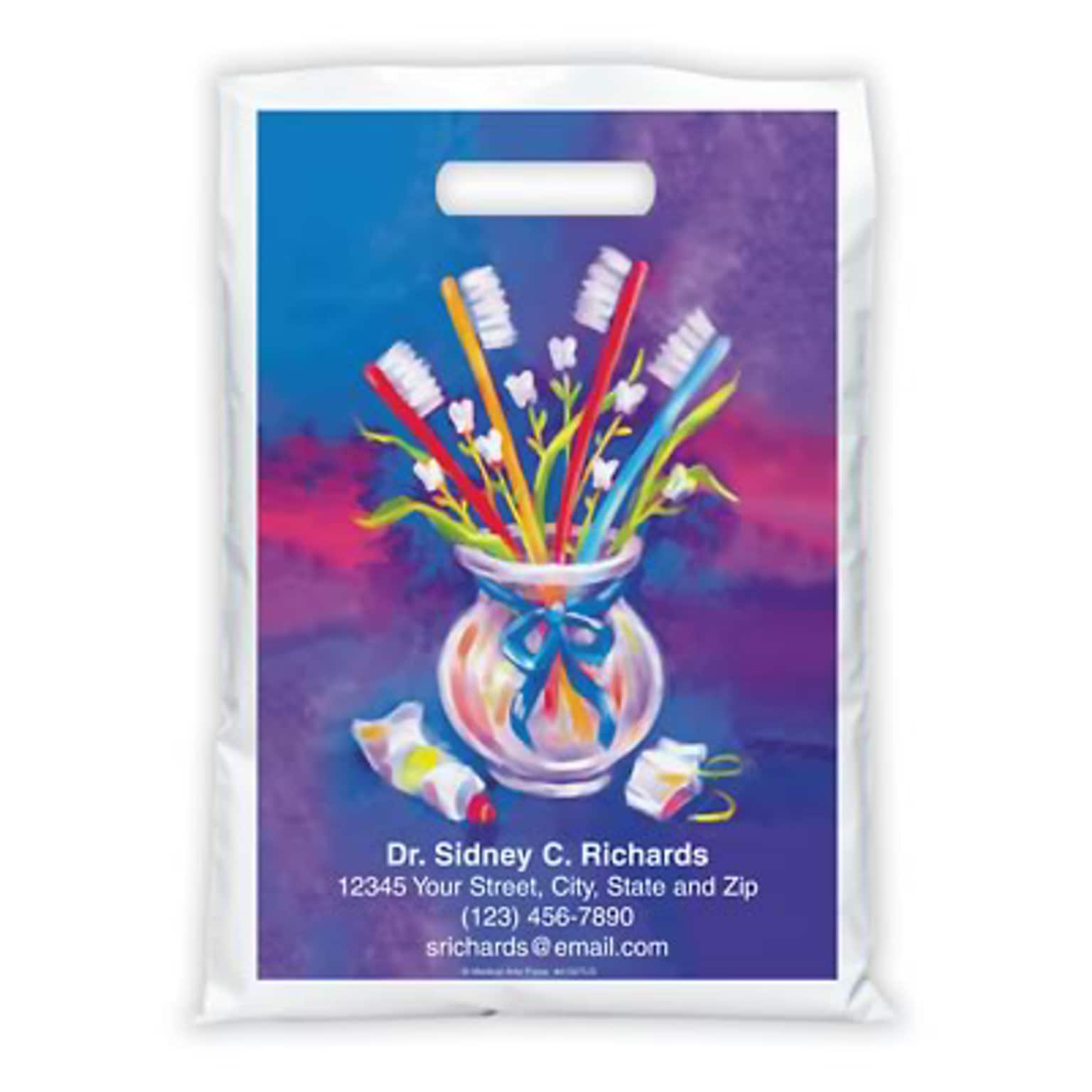Medical Arts Press® Dental Personalized Full-Color Bags; 9x13, Toothbrush Vase, 100 Bags, (41527)