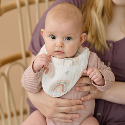 Crane Baby Parker Muslin Bib Set, 3-Piece, Rainbow/Butterfly (BC-100BS-2)