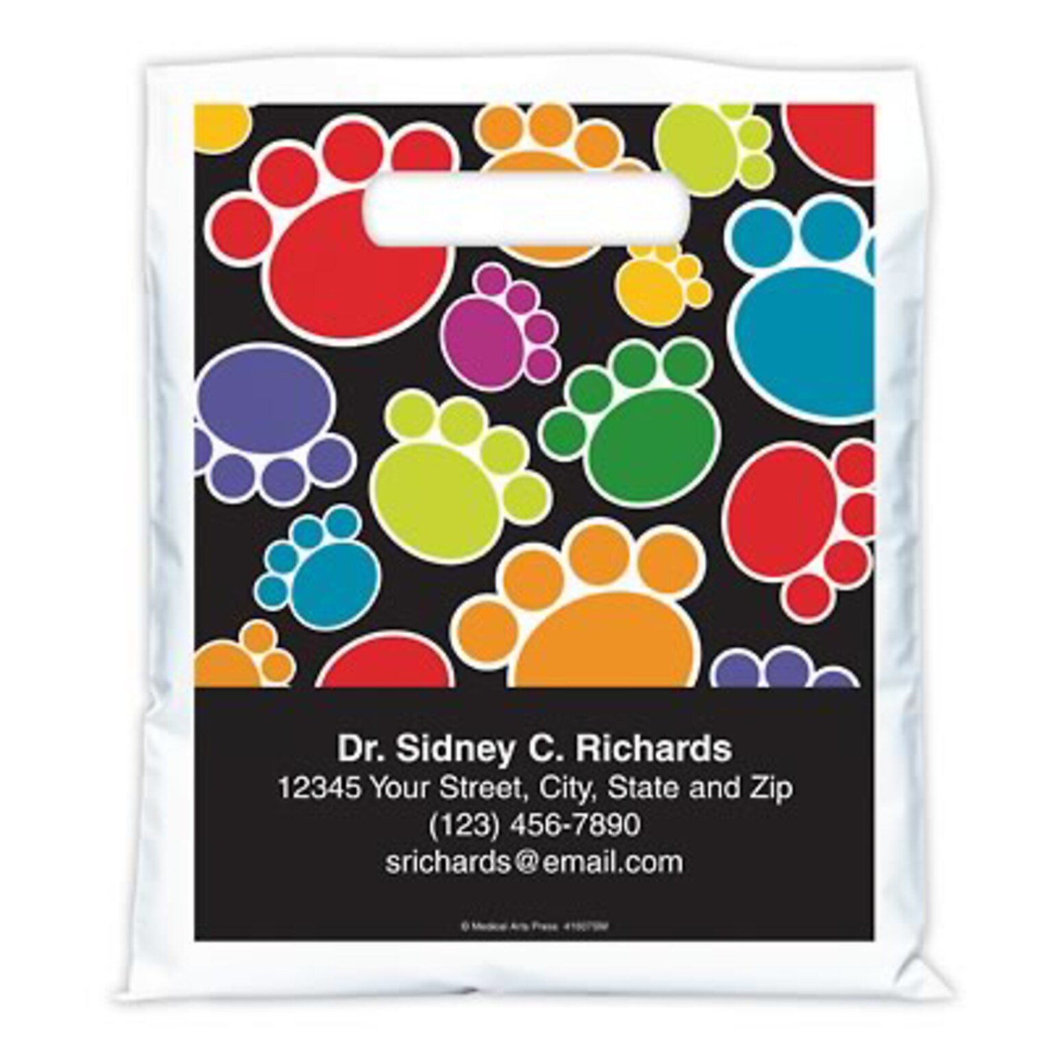 Medical Arts Press® Veterinary Personalized Full-Color Bags; 7-1/2x9, Pawprint, 100 Bags, (41607)