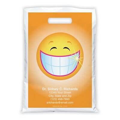 Medical Arts Press® Dental Personalized Full Color Bags; 9x13, Smiley Face, 100 Bags, (41519)