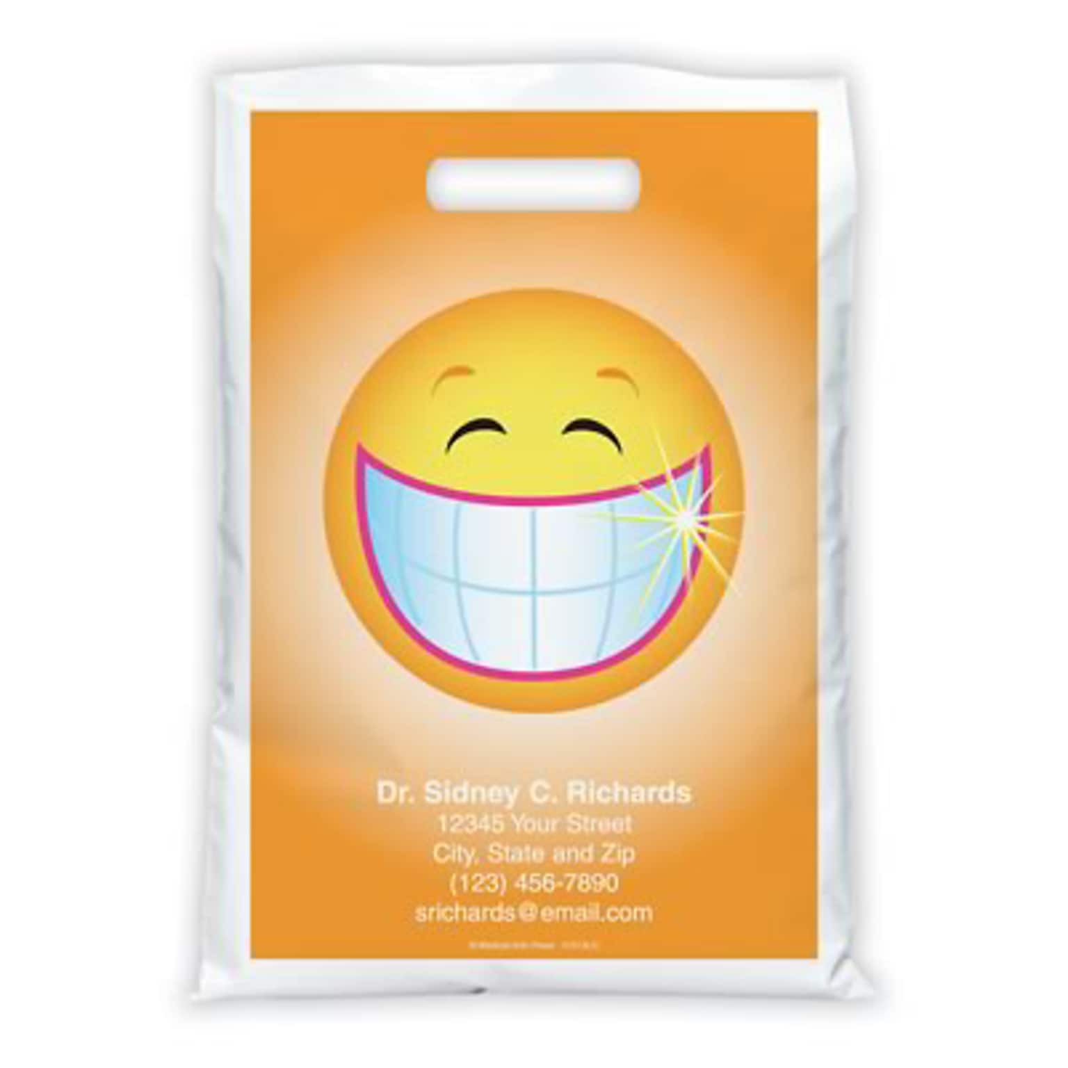 Medical Arts Press® Dental Personalized Full Color Bags; 9x13, Smiley Face, 100 Bags, (41519)