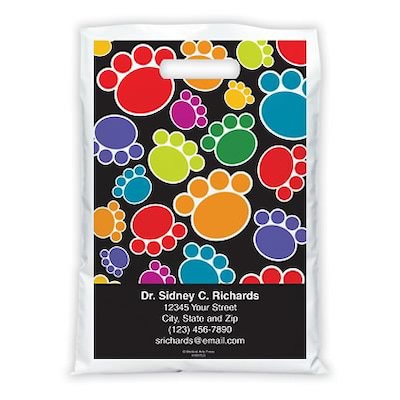 Medical Arts Press® Veterinary Personalized Full-Color Bags; 12X16, Pawprint, 100 Bags, (41607)
