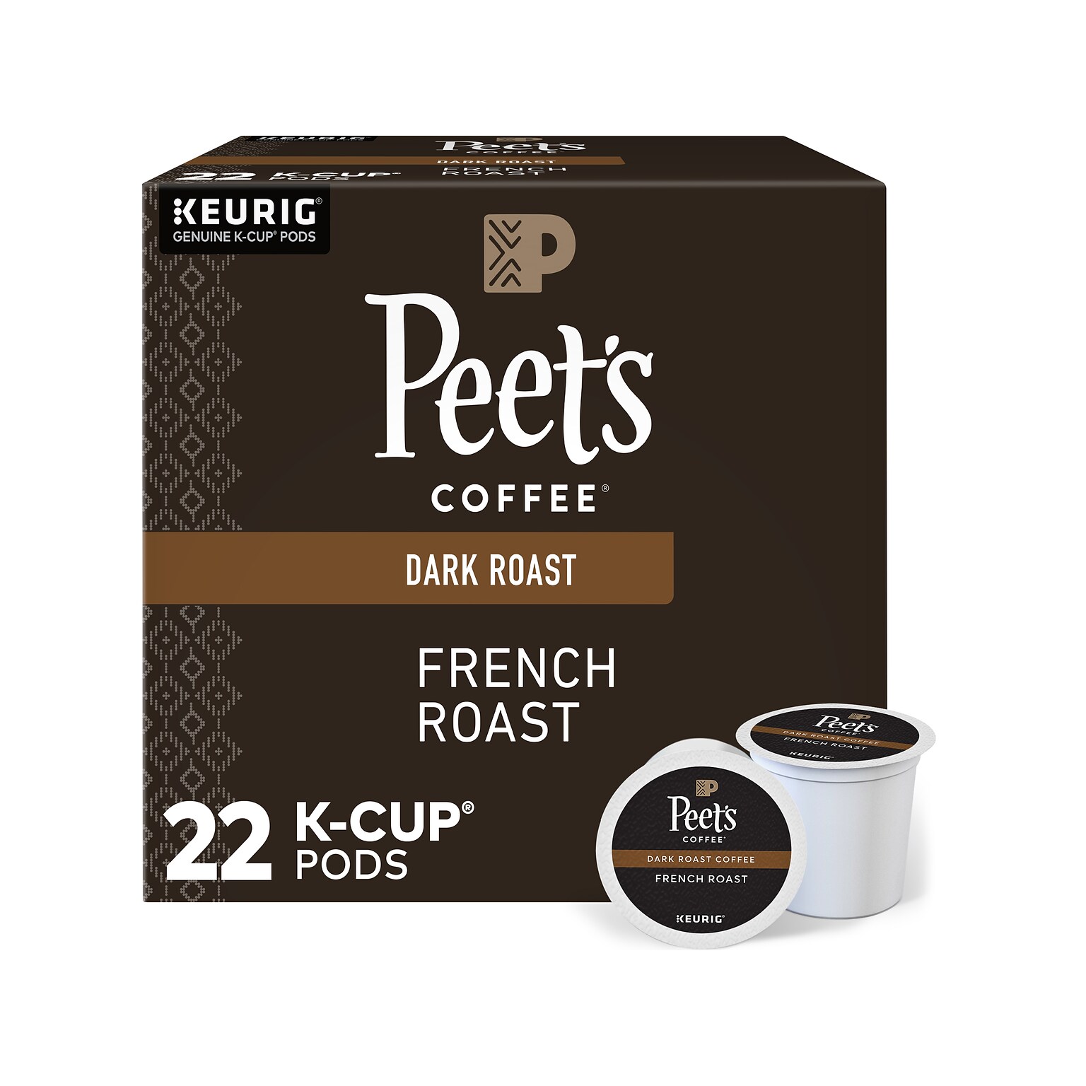 Peets Coffee, Keurig K-Cup Pod, French Roast, 22/Box, 4 Boxes/Carton (6545XXCT)