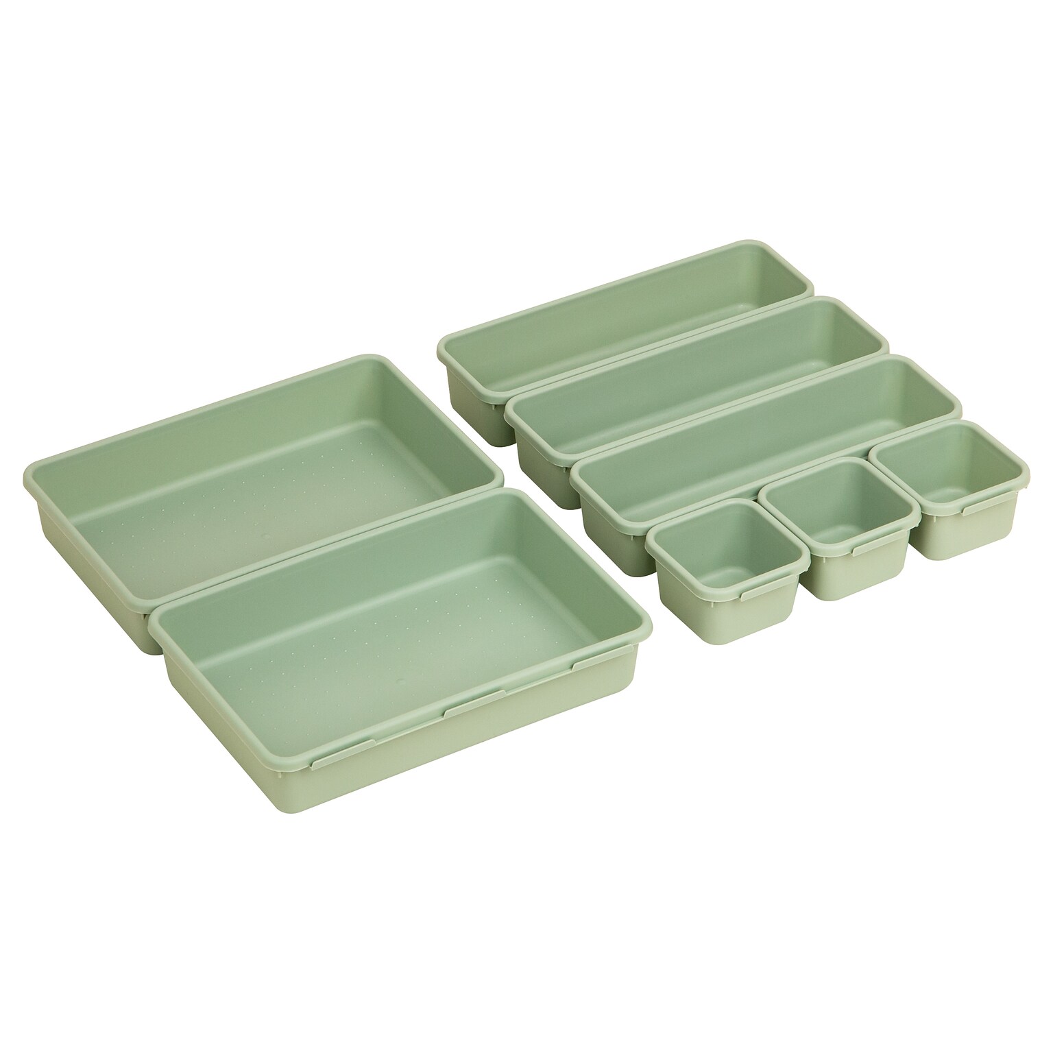 Staples 8-Piece Plastic Drawer Organizer Set, Sage Green (ST63891)