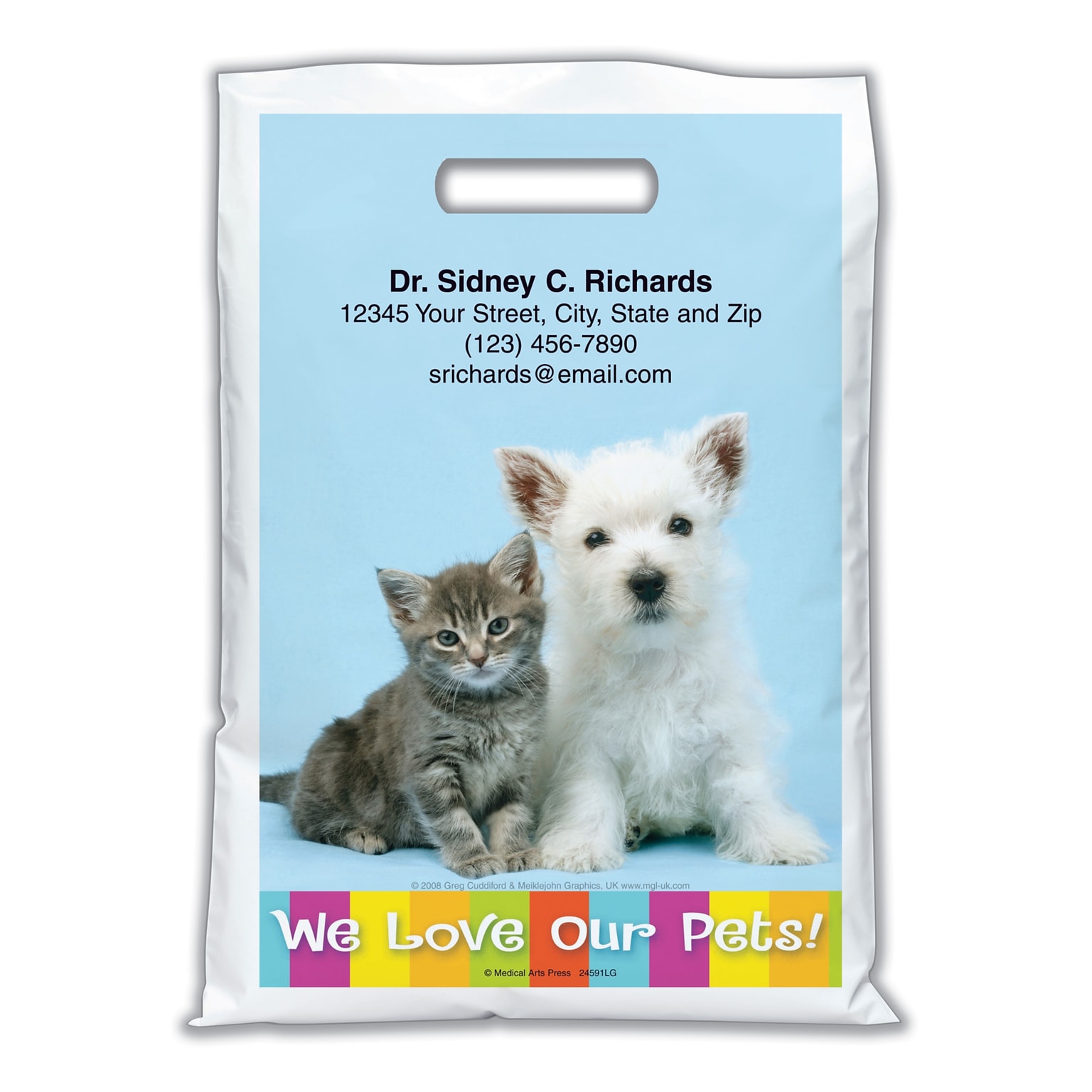 Medical Arts Press® Veterinary Personalized Full-Color Bags; 9x13, Cuddiford Pets, 100 Bags, (24591)