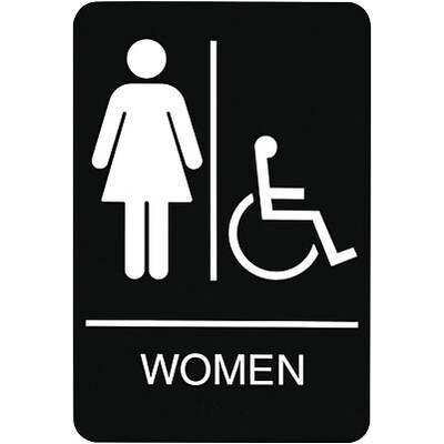 ADA Braille Restroom Sign; Women, Handicapped