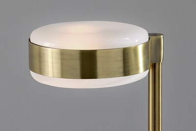 Adesso Linis 66" Antique Brass Floor Lamp with White Glass Shade (AD9105-21)