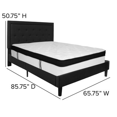 Flash Furniture Roxbury Tufted Upholstered Platform Bed in Black Fabric with Memory Foam Mattress, Queen (SLBMF23)
