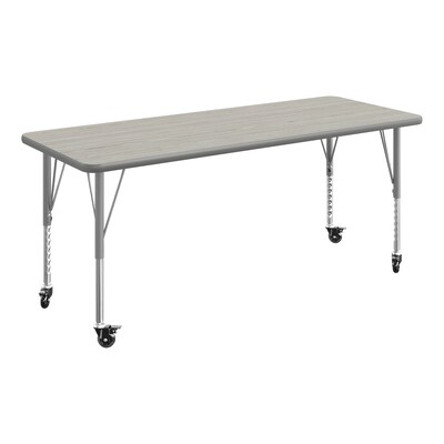 Flash Furniture Wren Rectangular Activity Table, 60 x 24, Height Adjustable, Light Gray Top/Silver Frame (XUA2460RECLGTPC)