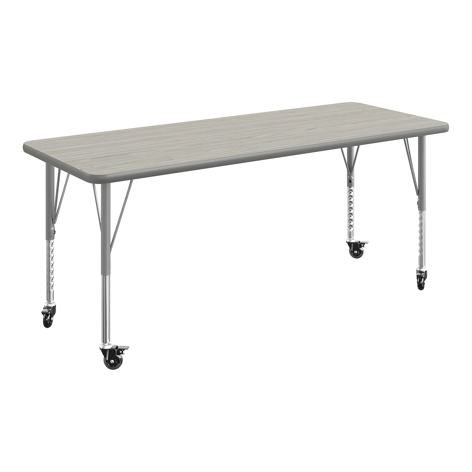 Flash Furniture Wren Rectangular Activity Table, 60 x 24, Height Adjustable, Light Gray Top/Silver Frame (XUA2460RECLGTPC)