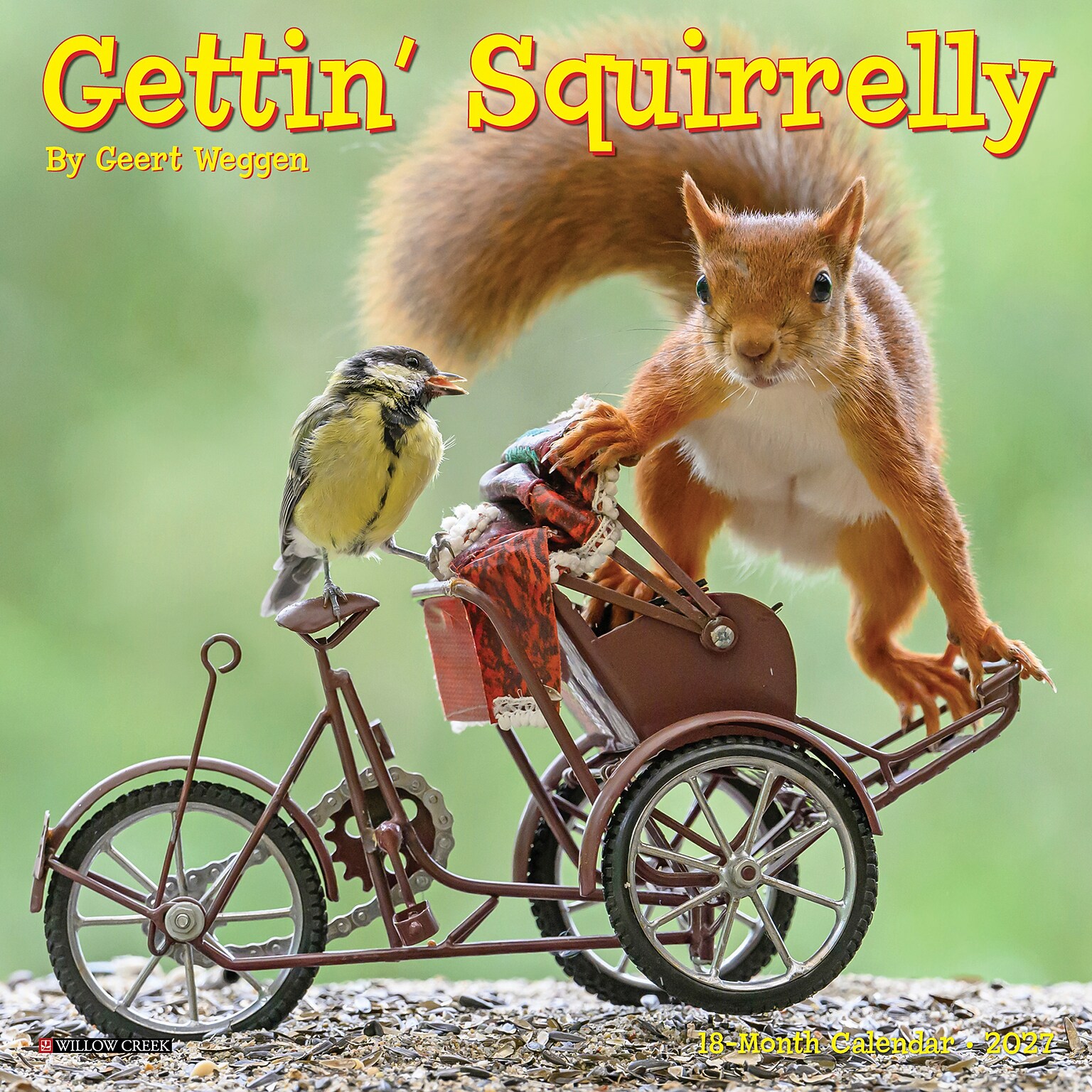 2027 Willow Creek Gettin Squirrelly 7 x 7 Monthly Wall Calendar, Assorted Colors (64030)
