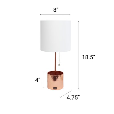 Creekwood Home 18.5" LED Table Lamp with USB Port, Rose Gold (CWT-1007-RG)