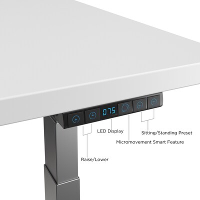 Union & Scale™ 55"W Electric Rectangular Adjustable Standing Desk with Micro Movements, White (UN62092)