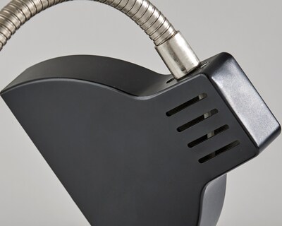 Simplee Adesso Slender LED Desk Lamp, 13.5"H, Black & Brushed Steel (SL3973-01)
