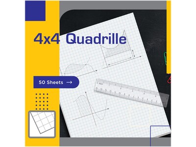 Better Office Graph Pad, 8.5" x 11", Quad-Ruled, White, 50 Sheets/Pad (25602)