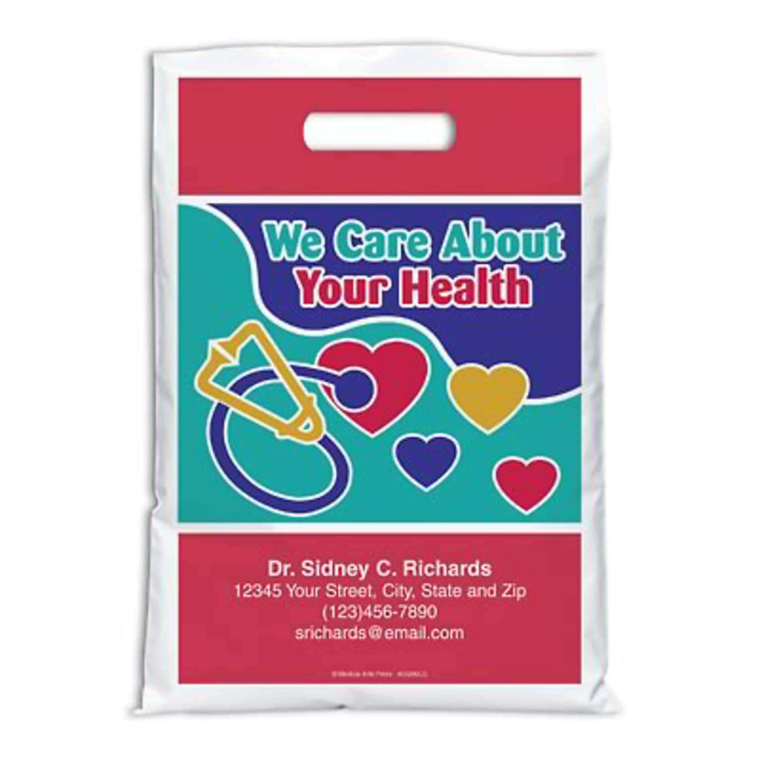 Medical Arts Press® Medical Personalized Full Color Bags; 9x13, We Care About Your Health, 100 Bags, (56290)