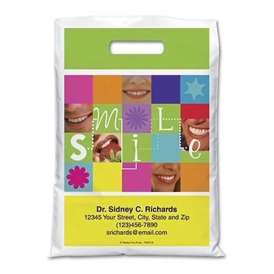 Medical Arts Press® Dental Personalized Full Color Bags; 9x13, Smile, 100 Bags, (72527)