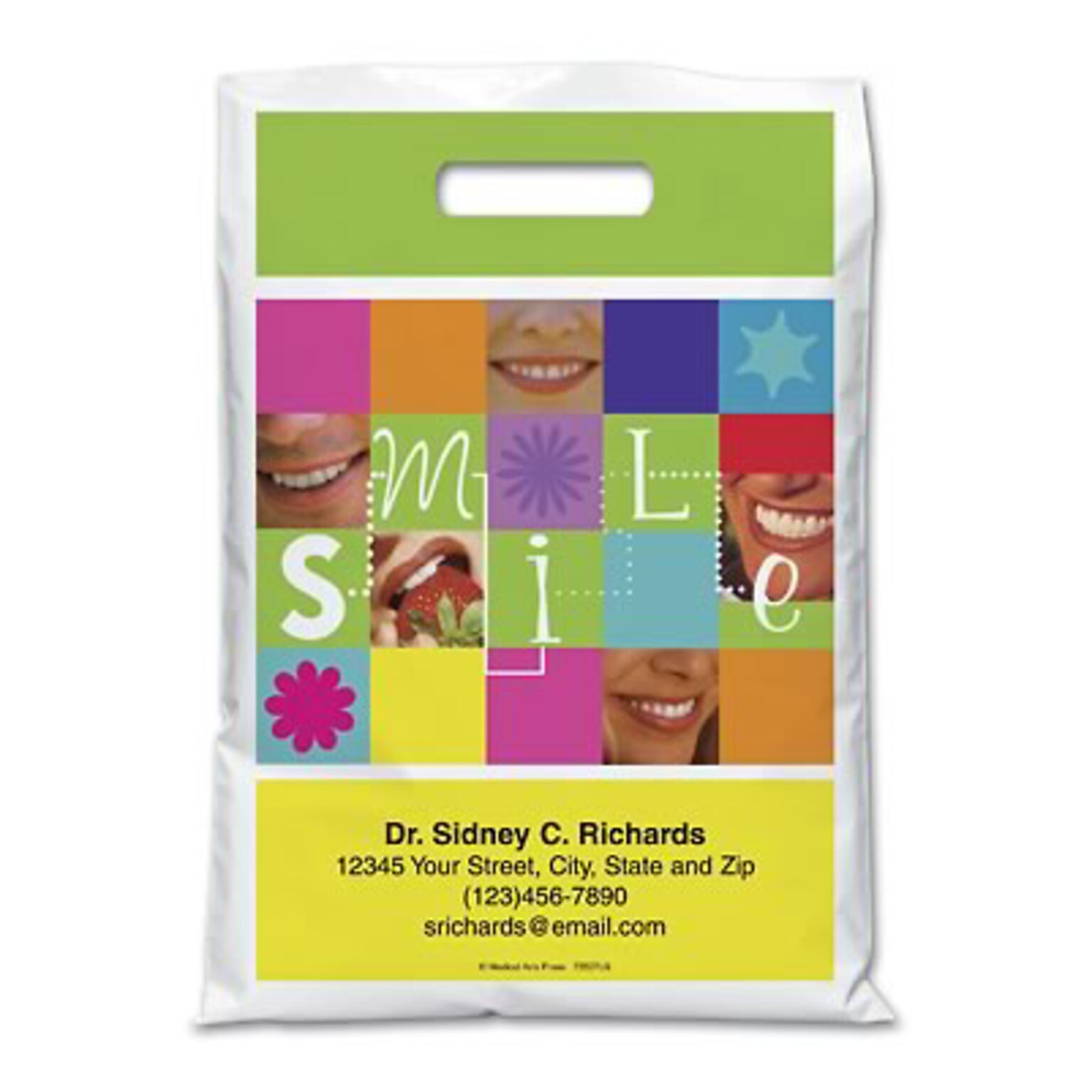 Medical Arts Press® Dental Personalized Full Color Bags; 9x13, Smile, 100 Bags, (72527)