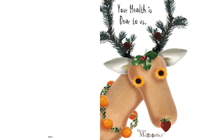 Your Health is dear to us - reindeer - merry menageries - 7 x 10 scored for folding to 7 x 5, 25 car