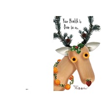 Your Health is dear to us - reindeer - merry menageries - 7 x 10 scored for folding to 7 x 5, 25 car