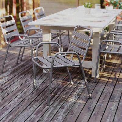 Flash Furniture Lila Indoor-Outdoor Restaurant Stack Chair, Silver (TLH018C)