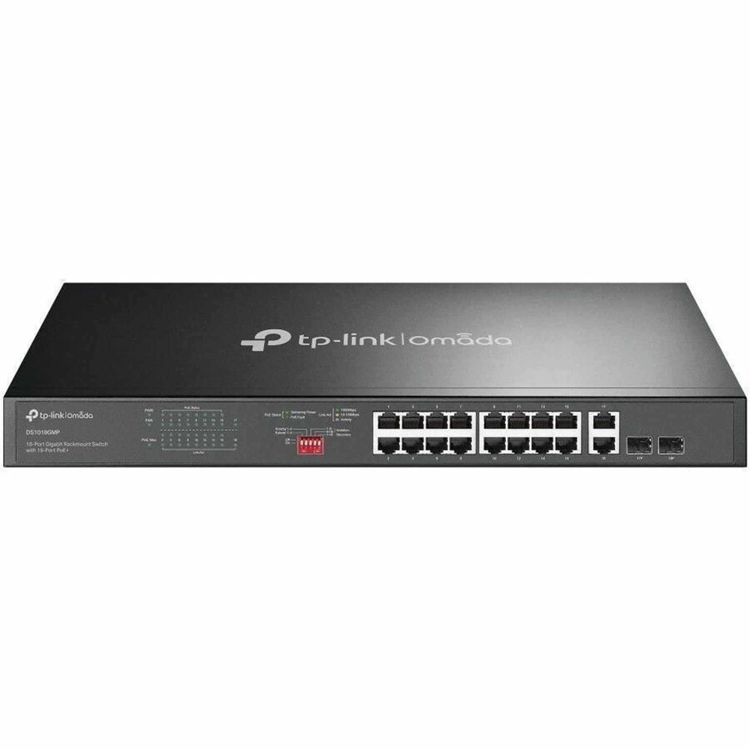 TP-Link Omada 18-Port Gigabit Ethernet PoE Unmanaged, 128 MB/s, Black (DS1018GMP)