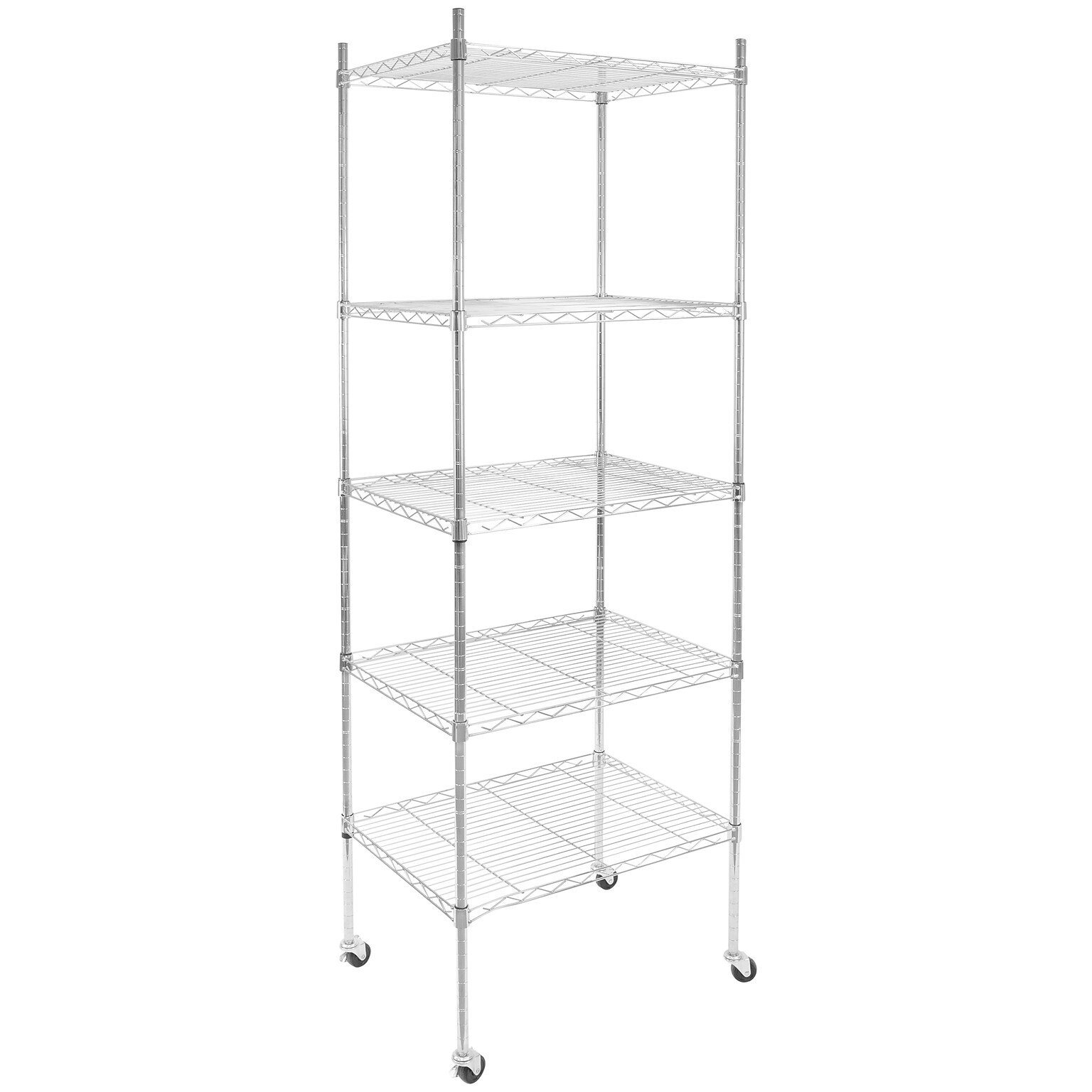 Mount-It! 5-Tier Wire Shelving Unit with Wheels, Holds 88 lbs per shelf, Silver (MI-7862)