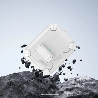 SaharaCase Raider Series Heavy Duty Case Compatible with Magsafe for Airpods Pro 3, Secure Lock, White Stone (HP00218)