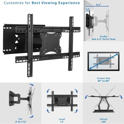 Mount-It! Articulating Wall TV Mount, 132 lbs. Max. (MI-385)