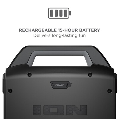 ION Sport Boom Wireless Bluetooth All-Weather Rechargeable Portable Speaker, Water Resistant, Black (SPRTBOOMXUS)