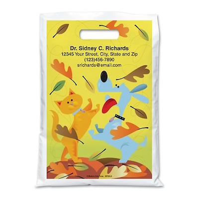 Medical Arts Press® Veterinary Personalized Full-Color Bags; 9x13, Pets Jumping, 100 Bags, (25780)