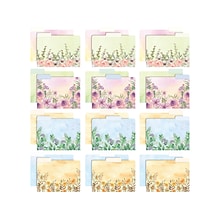 Global Printed Products Deluxe Designer Watercolor Floral Heavy-Duty File Folders, 1/3-Cut Tab, Asso