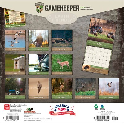 2026 BrownTrout Mossy Oak Gamekeeper 12 x 12 Monthly Wall Calendar (9798330707744)