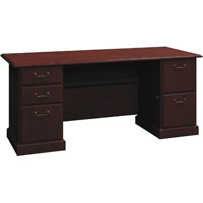 Bush® Syndicate in Harvest Cherry; 72x30 Double Pedestal Desk, Ready-to-Assemble